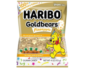 HARIBO GOLDBEARS PINEAPPLE PEG BAG 113G X 12 PACK