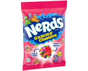 NERDS GUMMY CLUSTER MEDIUM PEG BAG 141G X 12 PACK