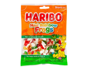 HARIBO MINI RAINBOW FROGS PEG BAG 141G X 12 PACK