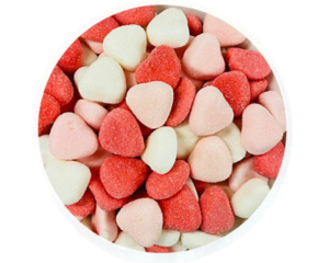 JUICY JELLY PINK & WHITE HEARTS 1KG