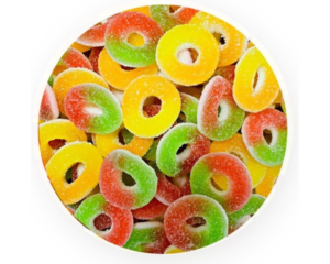 JUICY JELLY SOUR FRUIT RINGS 1KG