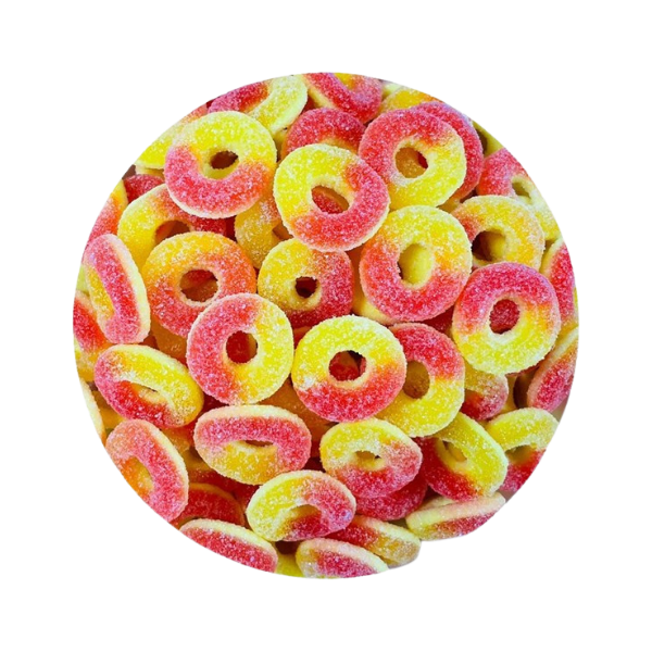 JUICY JELLY SOUR PEACH RINGS 1KG