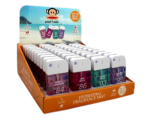 PAUL FRANK HYDRATING FRAGRANCE MIST SERIES 2 45ML, TROPIC TEASE, CITRUS CHILL, JUICY WHIMSY, VELVET NUTMEG