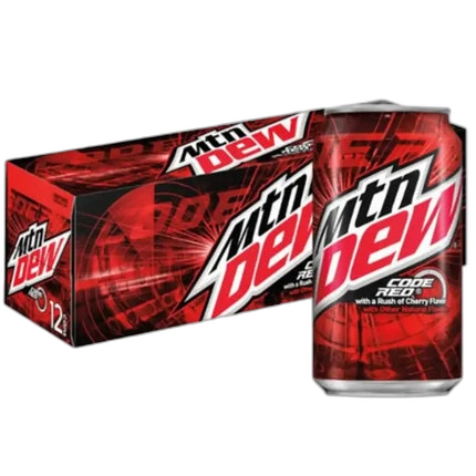 MOUNTAIN DEW CODE RED CHERRY SODA CAN 355ML X 12 P
