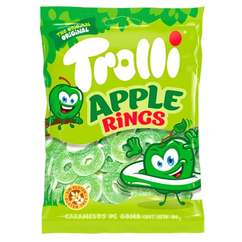 TROLLI APPLE RINGS HANGSELL 100G X 12