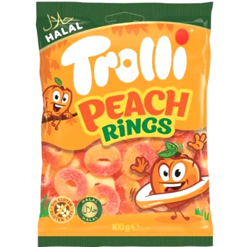 TROLLI PEACH RINGS HANGSELL 100G X 12
